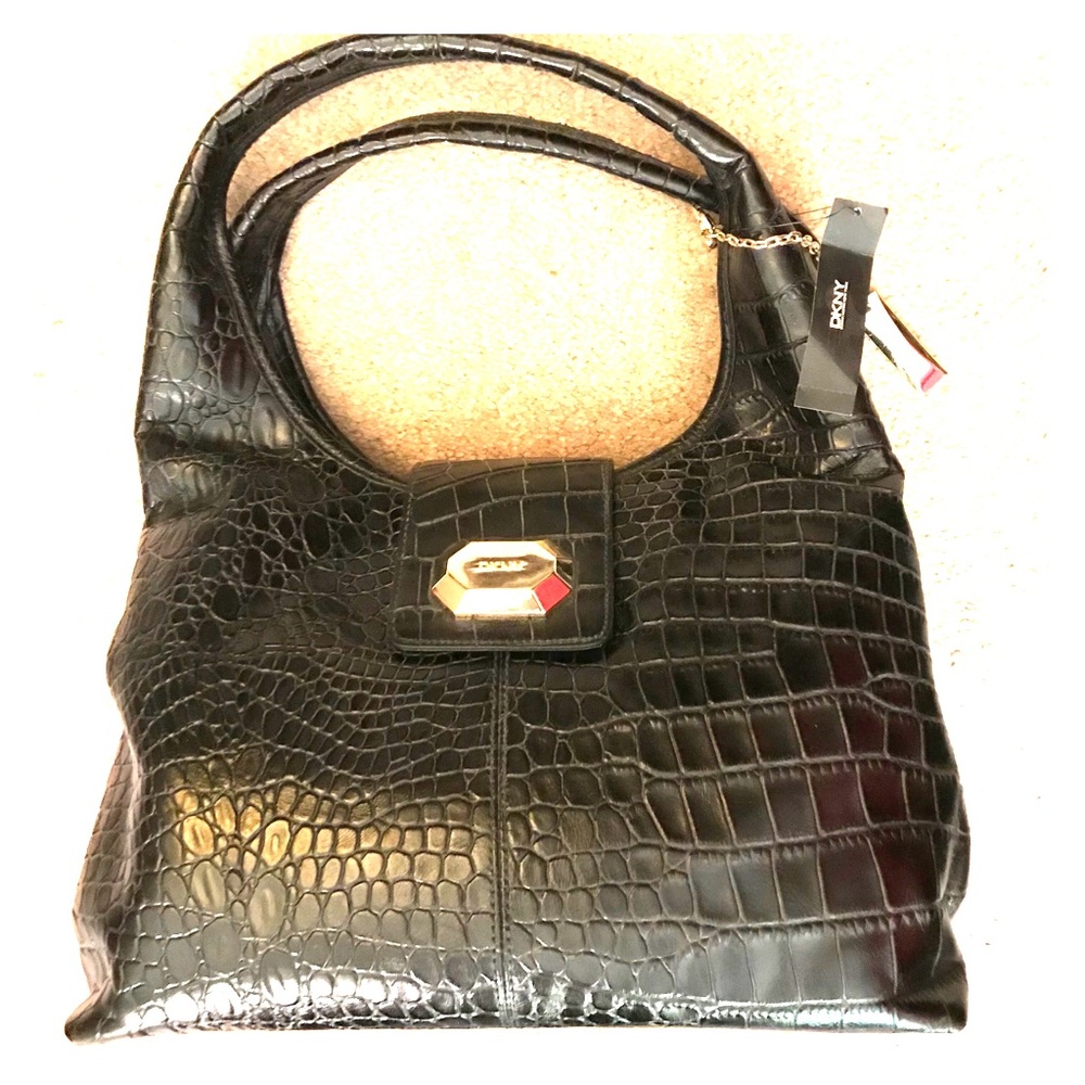 DKNY black croco leather. Brand new.